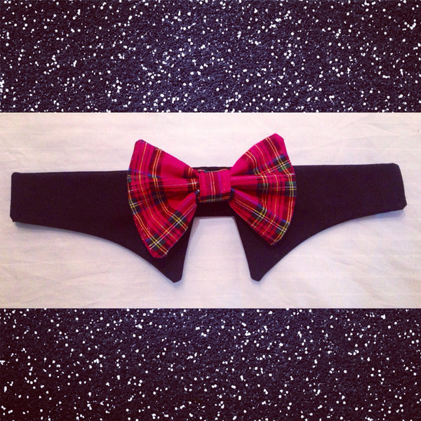 Christmas Plaid Shirt Collar Bow Tie Set - Snort Life, Mini Pig Clothes