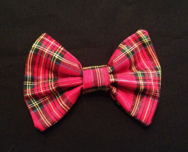 Christmas Plaid Shirt Collar Bow Tie Set - Snort Life, Mini Pig Clothes