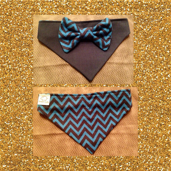 Blue bandana bow sales tie