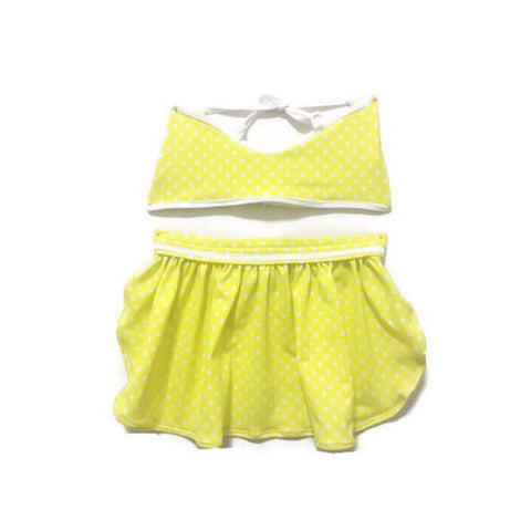 Yellow Polkadot Skirted Bikini