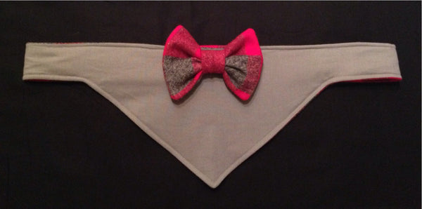 Red Plaid Reversible Bow Tie Bandana - Snort Life, Mini Pig Clothes