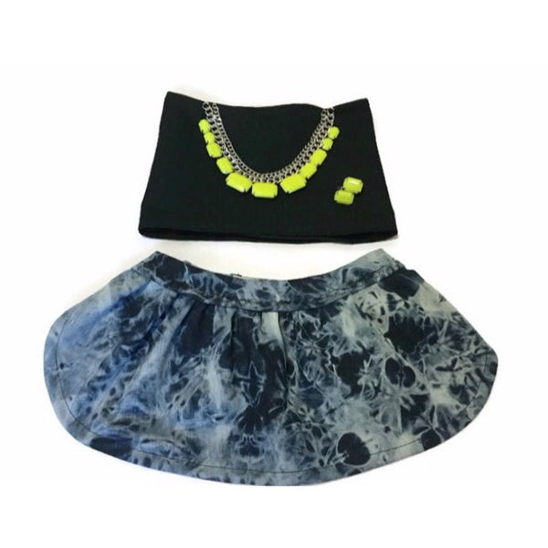 Make A Statement Crop Top & Denim Mini Skirt Set - Snort Life, Mini Pig Clothes
