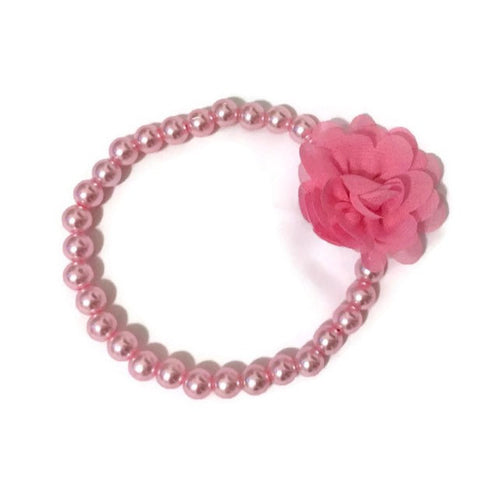 Pink Pearl Chiffon Flower Necklace (10mm) - Snort Life, Mini Pig Clothes