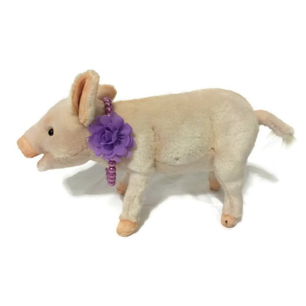 Purple Pearl Chiffon Flower Necklace (10mm) - Snort Life, Mini Pig Clothes