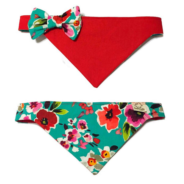 Poppies & Posies Reversible Bow Bandana - Snort Life  - 1