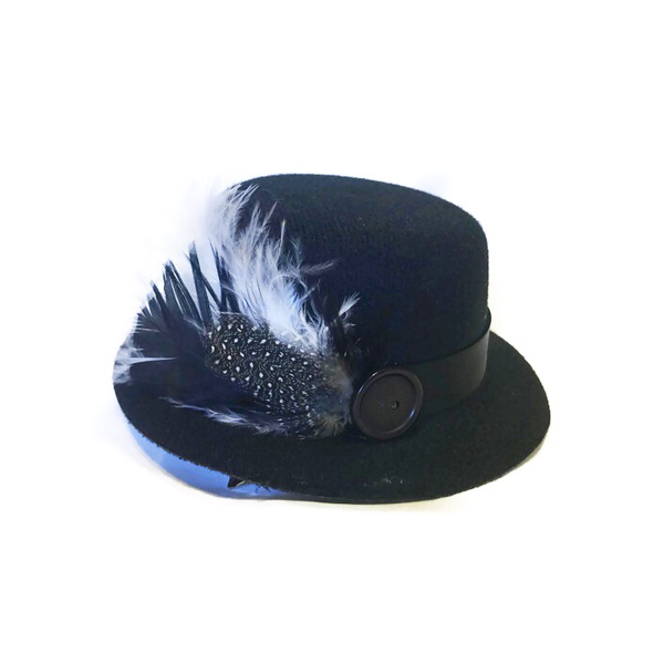 Black Top Hat w/ Accent Feathers - Snort Life  - 1