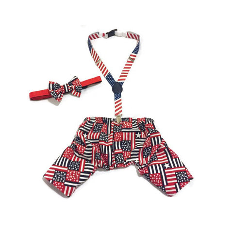 Patriotic Party Boy Pants & Bow Tie Collar Set - Snort Life  - 1